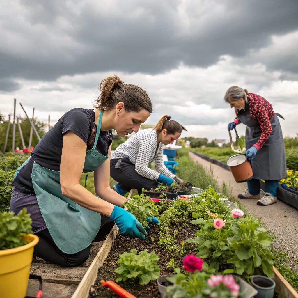 Hands-on gardening course in progress